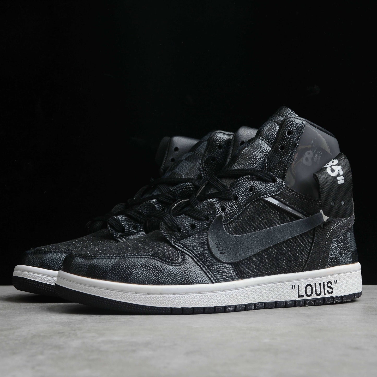 Black Off-Louis LV Custom Air Jordan 1