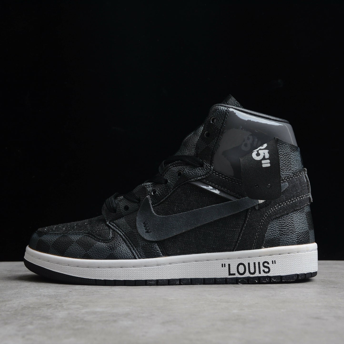 Black Off-Louis LV Custom Air Jordan 1